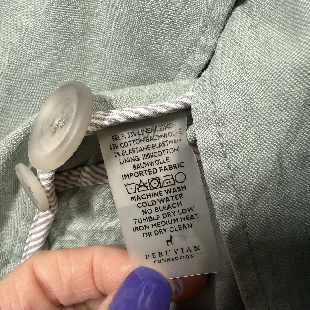 NWT Peruvian Connection Langley Jacket Opal Green Linen Cotton Blazer Women Sz 4 - Picture 6 of 10